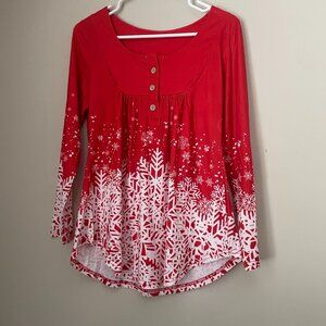 Red Snowflake Long-Sleeve Tunic Top